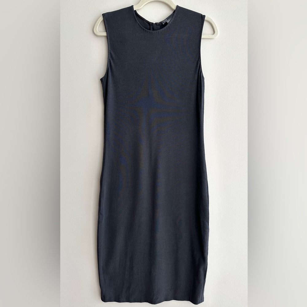 Vince Grey Ribbed Tank Top Midi Dress, Bodycon Dress, Size Small